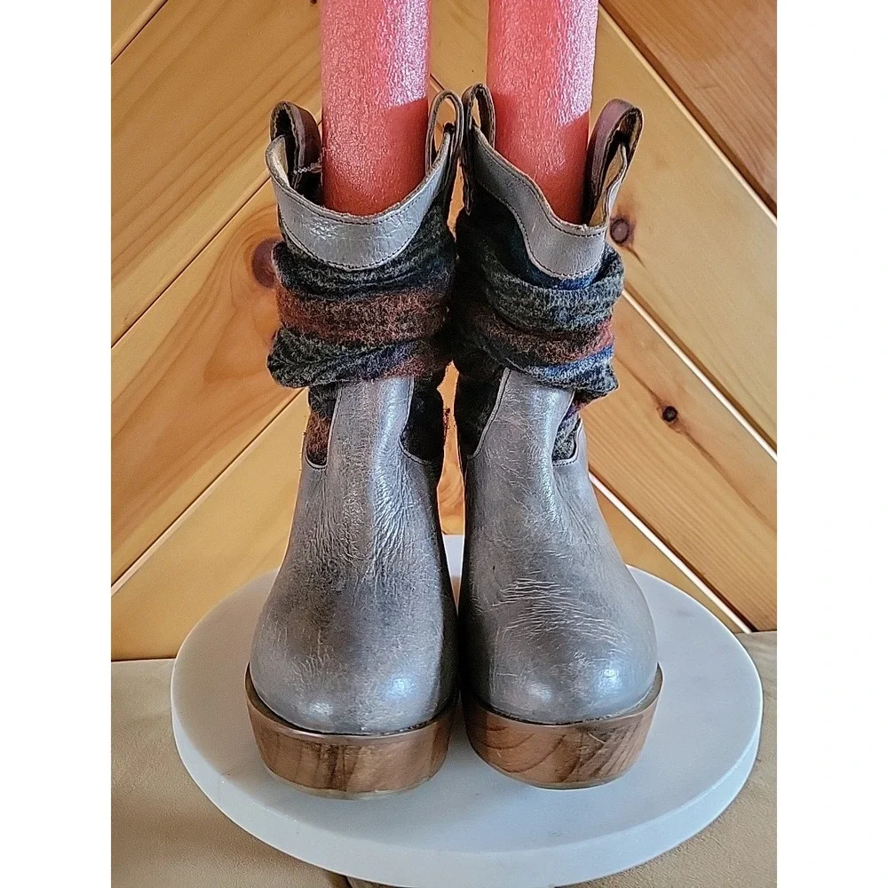 Bed Stu Bruges II Leather Wedge Slouchy Boots in the‎ 
